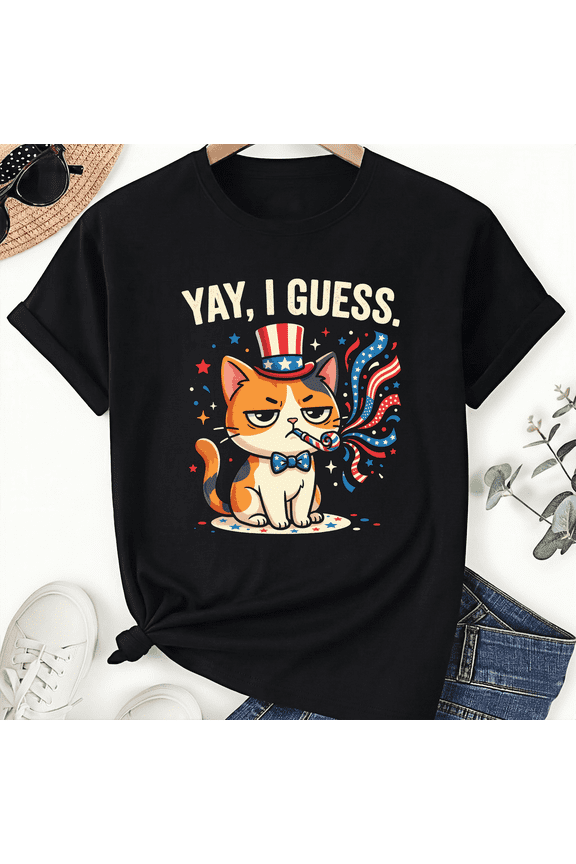 Yay I Guess Grumpy Cat Patriotic Hat Party Horn 4th of july T-Shirt Suitable for Men and Women