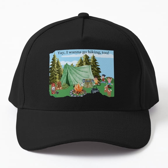Yay I Wanna Go Hiking Baseball Hat, Outdoor Adventure Statement Graphic Design, Classic Cap