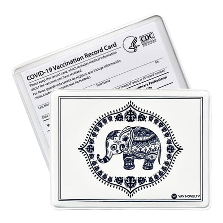 Yay Novelty 127 4.25 x 3.13 in. Stylish Vinyl Card Holder Protector for Vaccine & Medicare Card - Sweet Elephant