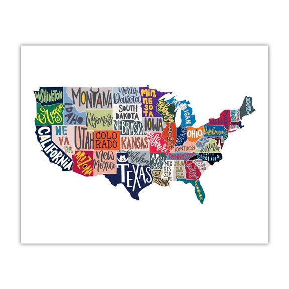 Yay Novelty 6046 8 x 10 in. Vibrant Prints Canvas Texture Cardstock Wall Art - America Map
