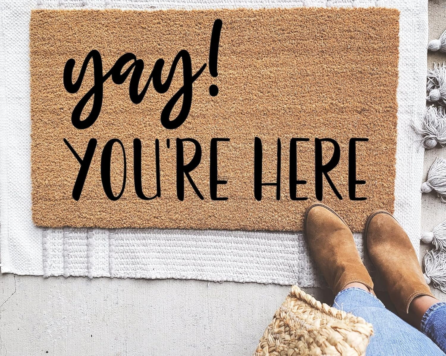 Yay You're Here Doormat Teacher Appreciation Classroom Mat Personalized Teacher Gift