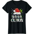 thumbnail image 1 of Yaya Claus Christmas Santa Hat Matching Family Xmas Lights T-Shirt, 1 of 6