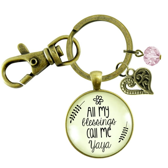Yaya Keychain All My Blessings Greek Grandma Womens Family Gift Jewelry