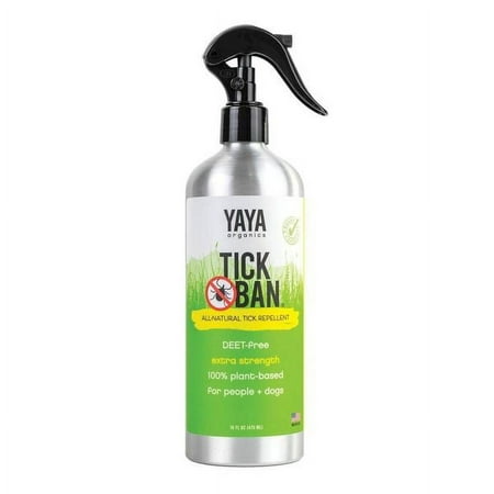 TICK BAN Yaya Organics All Natural Extra Strength Tick Repellent DEET Free - 16 Ounce Spray Bottle 16oz