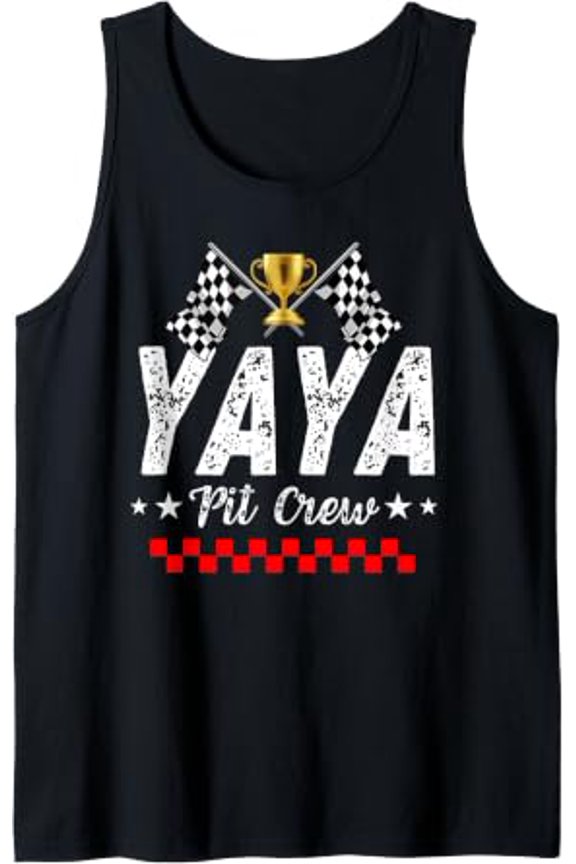 Yaya Pit Crew Race Car Racing Birthday Party Matching Team Tank Top Size S-3XL