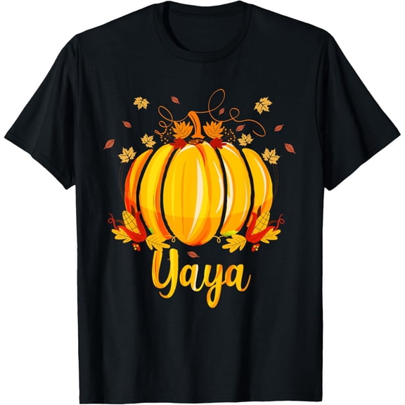 Yaya Pumpkin Grandma Fall Leaves Season Women T-Shirt