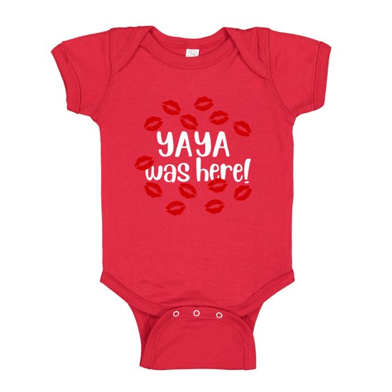 Yaya Was Here Baby Bodysuit One Piece NB Red