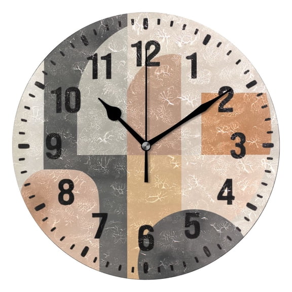 Yayeee 10" Wall Clock Battery Operated Quartz Round Silent Non-Ticking Home Decor, Abstract Shapes