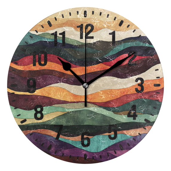 Yayeee 10" Wall Clock Battery Operated Quartz Round Silent Non-Ticking Home Decor,Artistic Desert Pattern