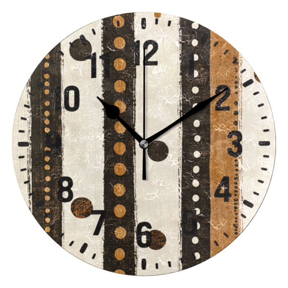 Yayeee 10" Wall Clock Battery Operated Quartz Round Silent Non-Ticking Home Decor, Beige Abstract Dots