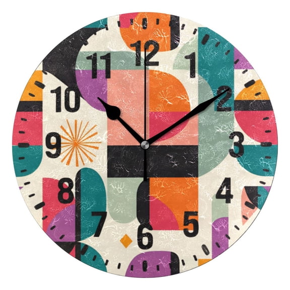 Yayeee 10" Wall Clock Battery Operated Quartz Round Silent Non-Ticking Home Decor,Beige Abstract