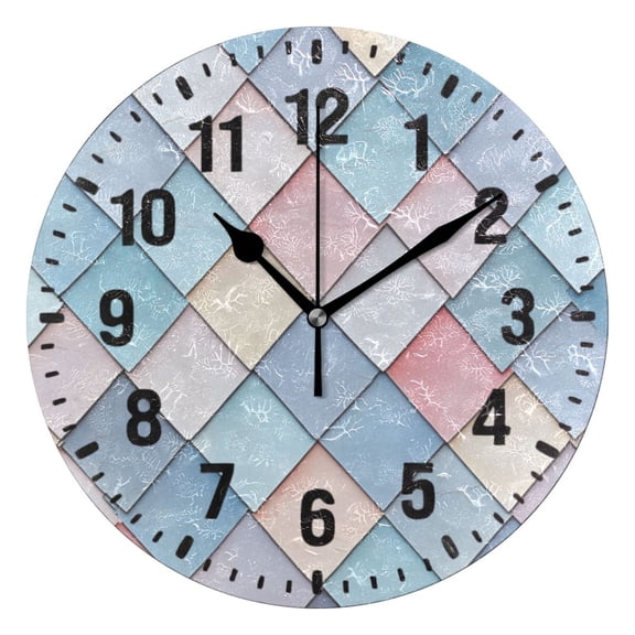 Yayeee 10" Wall Clock Battery Operated Quartz Round Silent Non-Ticking Home Decor, Beige Art Pattern