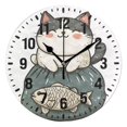thumbnail image 1 of Yayeee 10" Wall Clock Battery Operated Quartz Round Silent Non-Ticking Home Decor,Beige Cute Cat, 1 of 6