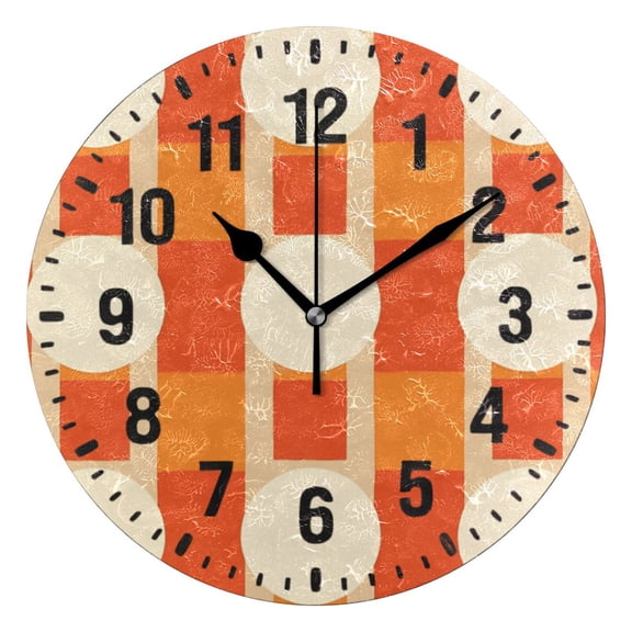 Yayeee 10" Wall Clock Battery Operated Quartz Round Silent Non-Ticking Home Decor, Beige Geometric Circles