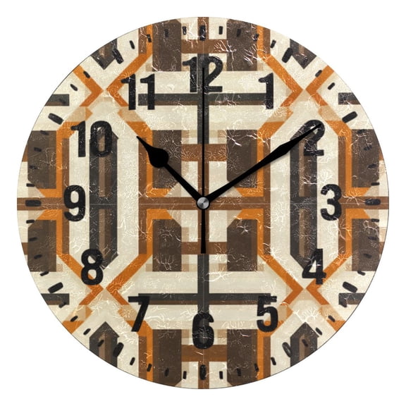 Yayeee 10" Wall Clock Battery Operated Quartz Round Silent Non-Ticking Home Decor,Beige Geometric