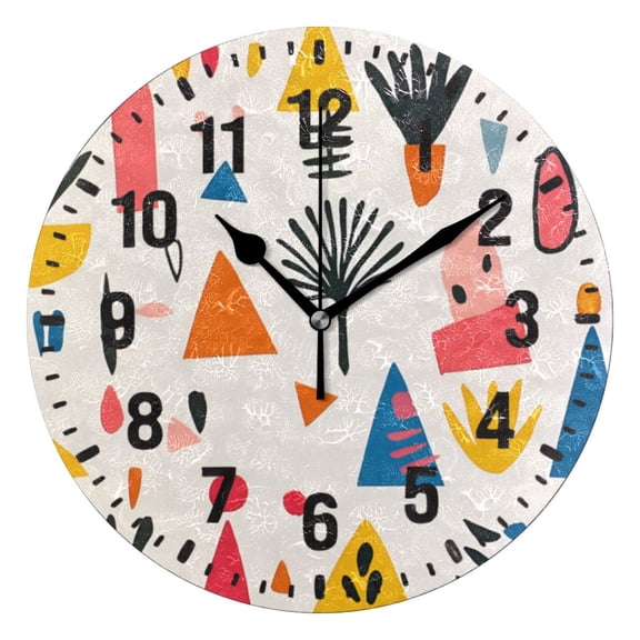 Yayeee 10" Wall Clock Battery Operated Quartz Round Silent Non-Ticking Home Decor,Beige Geometric