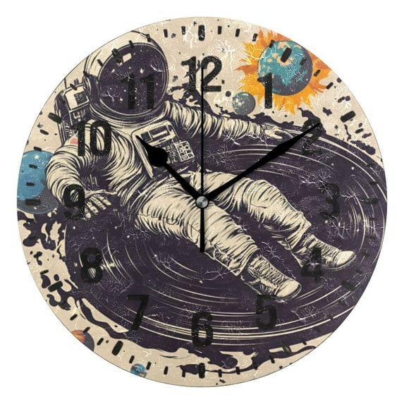 Yayeee 10" Wall Clock Battery Operated Quartz Round Silent Non-Ticking Home Decor, Beige Record
