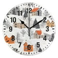 thumbnail image 1 of Yayeee 10" Wall Clock Battery Operated Quartz Round Silent Non-Ticking Home Decor, Beige Snow Houses, 1 of 6