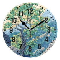 Yayeee 10" Wall Clock Battery Operated Quartz Round Silent Non-Ticking Home Decor,Beige Tree