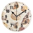 thumbnail image 1 of Yayeee 10" Wall Clock Battery Operated Quartz Round Silent Non-Ticking Home Decor, Beige Watercolor Seashells, 1 of 6