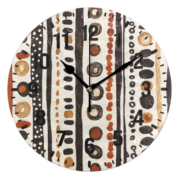 Yayeee 10" Wall Clock Battery Operated Quartz Round Silent Non-Ticking Home Decor, Black Abstract Dots