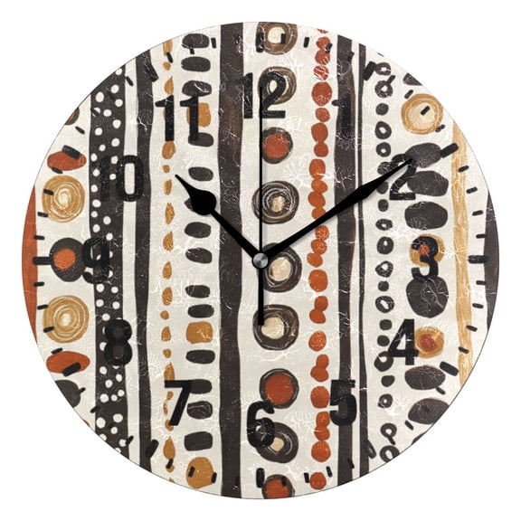 Yayeee 10" Wall Clock Battery Operated Quartz Round Silent Non-Ticking Home Decor, Black Abstract Dots