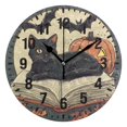 thumbnail image 1 of Yayeee 10" Wall Clock Battery Operated Quartz Round Silent Non-Ticking Home Decor,Black Halloween Cat, 1 of 6