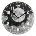 thumbnail image 1 of Yayeee 10" Wall Clock Battery Operated Quartz Round Silent Non-Ticking Home Decor,Black Moon, 1 of 6