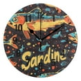 thumbnail image 1 of Yayeee 10" Wall Clock Battery Operated Quartz Round Silent Non-Ticking Home Decor,Black Sardines Pattern, 1 of 6