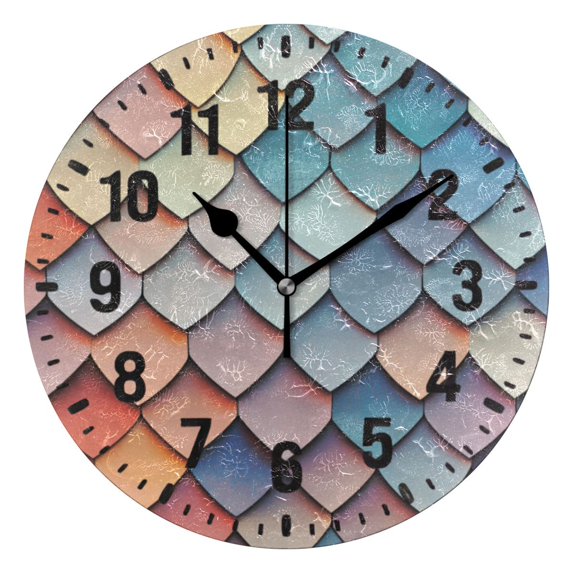 Yayeee 10" Wall Clock Battery Operated Quartz Round Silent Non-Ticking Home Decor, Blue Art Pattern