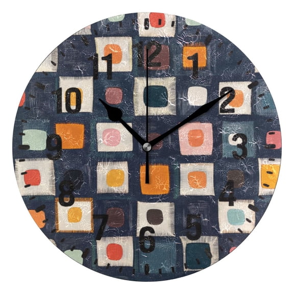 Yayeee 10" Wall Clock Battery Operated Quartz Round Silent Non-Ticking Home Decor, Blue Circle Mosaic