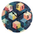 thumbnail image 1 of Yayeee 10" Wall Clock Battery Operated Quartz Round Silent Non-Ticking Home Decor, Blue Cubes, 1 of 6