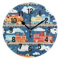 thumbnail image 1 of Yayeee 10" Wall Clock Battery Operated Quartz Round Silent Non-Ticking Home Decor,Blue Cute Train Pattern, 1 of 6