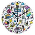 thumbnail image 1 of Yayeee 10" Wall Clock Battery Operated Quartz Round Silent Non-Ticking Home Decor,Blue Doodle Pattern, 1 of 6