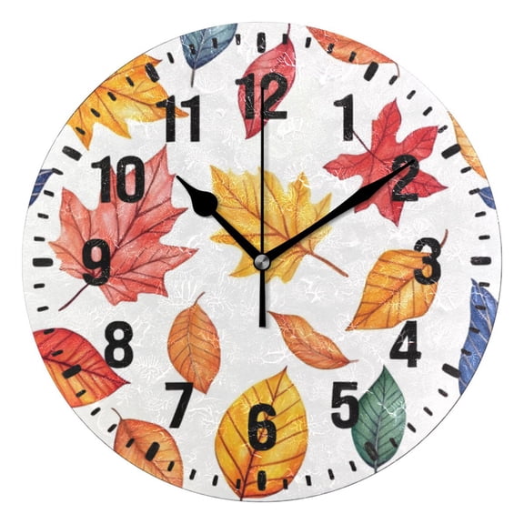 Yayeee 10" Wall Clock Battery Operated Quartz Round Silent Non-Ticking Home Decor, Blue Leaves