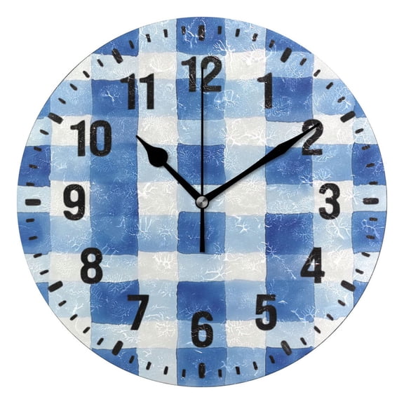 Yayeee 10" Wall Clock Battery Operated Quartz Round Silent Non-Ticking Home Decor,Blue Plain