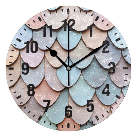 Yayeee 10" Wall Clock Battery Operated Quartz Round Silent Non-Ticking Home Decor, Blue Shimmering Pattern