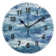 thumbnail image 1 of Yayeee 10" Wall Clock Battery Operated Quartz Round Silent Non-Ticking Home Decor, Blue Watercolor Ocean Waves, 1 of 6
