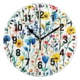 thumbnail image 1 of Yayeee 10" Wall Clock Battery Operated Quartz Round Silent Non-Ticking Home Decor, Blue Wildflower Pattern, 1 of 6