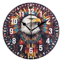 Yayeee 10" Wall Clock Battery Operated Quartz Round Silent Non-Ticking Home Decor,Brown Abstract Eagle