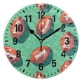 thumbnail image 1 of Yayeee 10" Wall Clock Battery Operated Quartz Round Silent Non-Ticking Home Decor, Brown American Footballs, 1 of 6