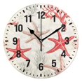 thumbnail image 1 of Yayeee 10" Wall Clock Battery Operated Quartz Round Silent Non-Ticking Home Decor, Brown Starfish, 1 of 6