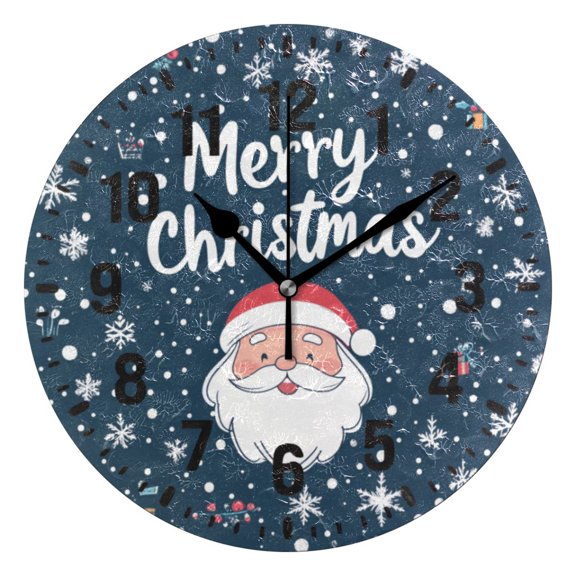 Yayeee 10" Wall Clock Battery Operated Quartz Round Silent Non-Ticking Home Decor,Christmas Santa