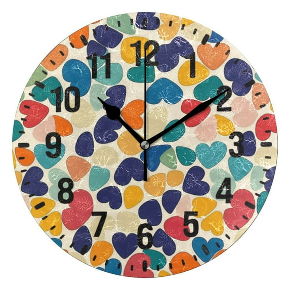 Yayeee 10" Wall Clock Battery Operated Quartz Round Silent Non-Ticking Home Decor,Colorful Clover Pattern