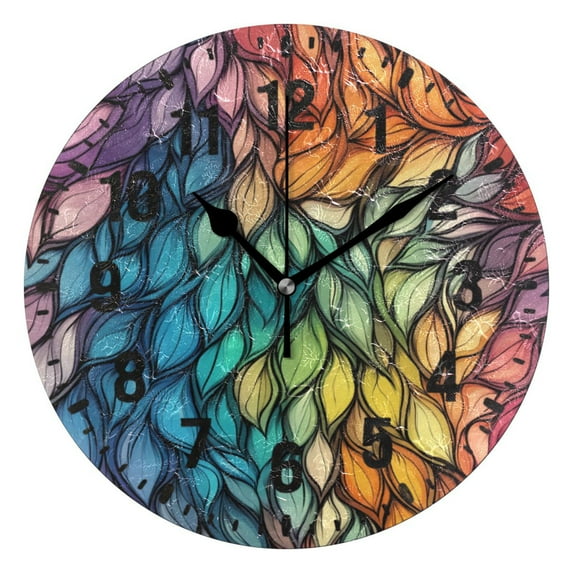 Yayeee 10" Wall Clock Battery Operated Quartz Round Silent Non-Ticking Home Decor, Colorful Dragon Scales Pattern