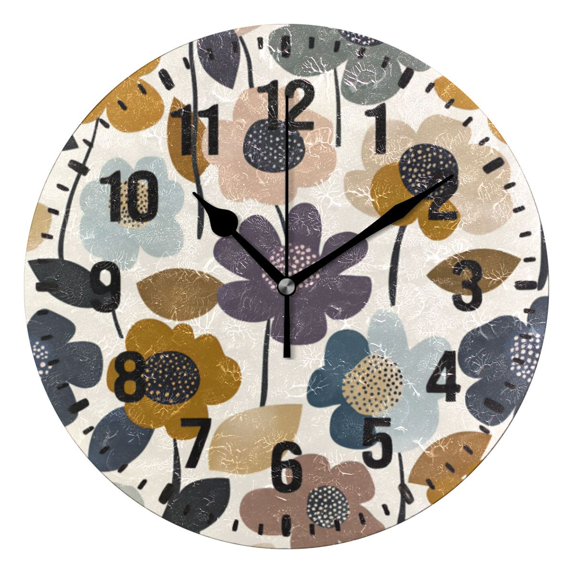 Yayeee 10" Wall Clock Battery Operated Quartz Round Silent Non-Ticking Home Decor,Colorful Floral