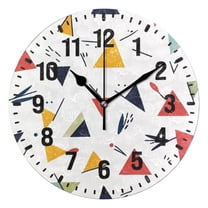 Yayeee 10" Wall Clock Battery Operated Quartz Round Silent Non-Ticking Home Decor,Colorful Triangles