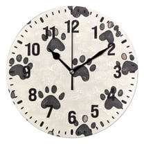 Yayeee 10" Wall Clock Battery Operated Quartz Round Silent Non-Ticking Home Decor,Cute Cat Paw