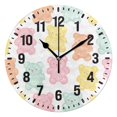 thumbnail image 1 of Yayeee 10" Wall Clock Battery Operated Quartz Round Silent Non-Ticking Home Decor,Cute Gummy Bears Pattern, 1 of 6