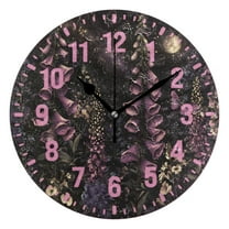 Yayeee 10" Wall Clock Battery Operated Quartz Round Silent Non-Ticking Home Decor,Dark Gothic Floral